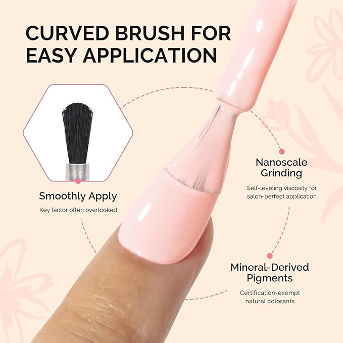 MelodySusie Fleurwee Plant Based Gel Nail Polish, Hema Free Glitter Nude Tiny Nail Polish, Soak Off UV LED Gel Polish Gift for Women 21 Non Toxic Long Lasting Nail Art Manicure Salon DIY at Home P48