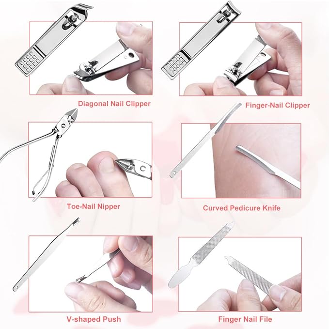 Yougai Manicure Set 18 in 1 Nail Clippers, Stainless Steel Professional Grooming Kits, Nail Care Tools Pedicure kit with Luxurious Travel Case