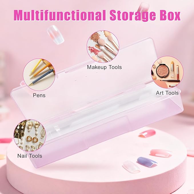 Plastic Nail Storage Manicure Tool Box, 4PCS Storage Personal Box Nail Implement Storage Box Organizer Case Box for Nail Art Pedicure Supply (Pink-4pcs, Small)