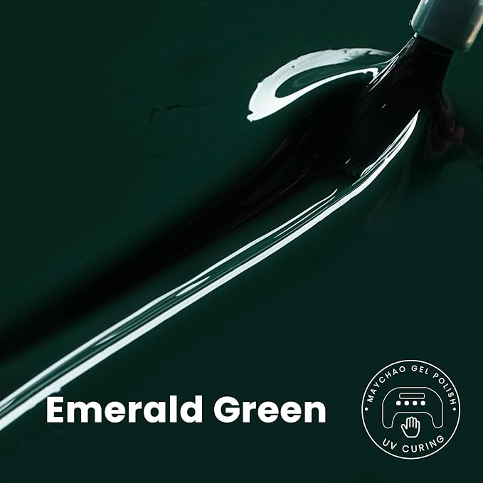 MAYCHAO 15ML Gel Nail Polish 1Pc Emerald Green Gel Polish Soak Off UV LED Nail Polish Nail Art Starter Manicure Salon DIY at Home, 0.5 OZ