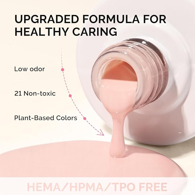 MelodySusie Fleurwee Plant Based Gel Nail Polish, Hema Free Glitter Nude Tiny Nail Polish, Soak Off UV LED Gel Polish Gift for Women 21 Non Toxic Long Lasting Nail Art Manicure Salon DIY at Home P48