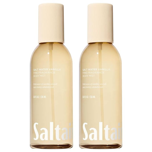 Saltair Body Mist 2 Pack - Fine Fragrance, Lightweight Body Spray Mist with Salt Water Vanilla Scent. Long Lasting Perfume Mist. 2x 8oz Bottles