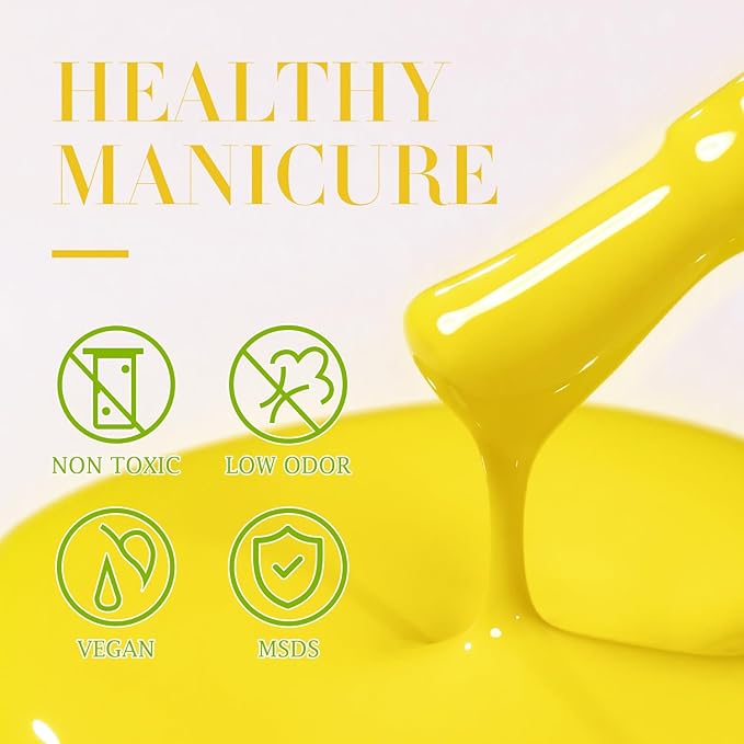 Double Rhythm 15ML Gel Nail Polish Pure Sheer Same Color Same Bottle Soak Off Gel Polish Art Manicure Salon DIY at Home for Women (Yellow-A1396)