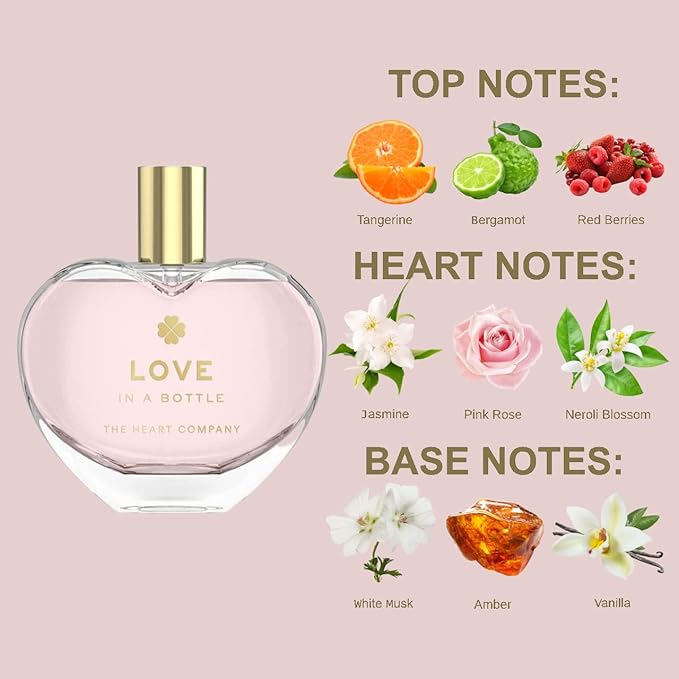 THE HEART COMPANY LOVE in a bottle | Floral & Sweet Perfume for Women | Vegan & Eco-friendly Women's Eau de Parfum | Romantic Fragrance for Her - 75ml - 2.5 fl oz.