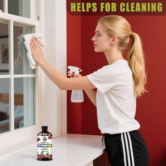 Pure Cherry Essential Oil (4 oz) - Natural Aromatherapy Scent for Diffusers, Humidifiers, DIY Candles, Soap Making, Bath & Home Fragrance