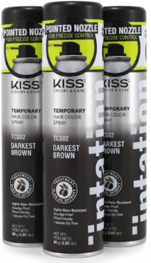 Tintation Temporary Hair Color Spray, Darkest Brown, 2.82 oz (Pack of 3)