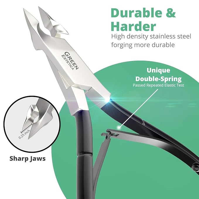 Professional Cuticle Trimmer with Cuticle Pusher Nail Cuticle Remover Nipper Silver Stainless Steel Sharp Blades Manicure Tools with Double Spring Nail Care Pedicure Nail Tools Home Spa (Black)