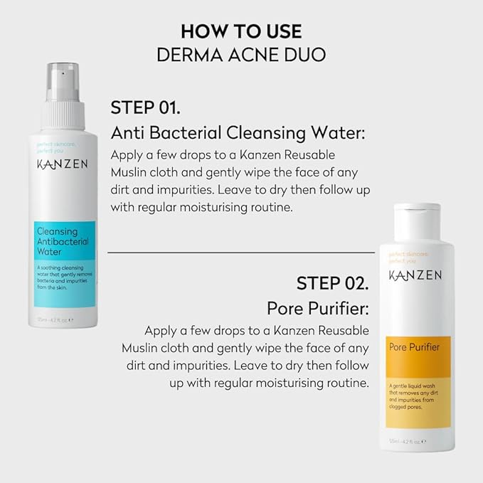 Kanzen Skincare Derma Acne Duo – Complete Skincare Set with Cleansing Water & Pore Purifier for Clearer Skin
