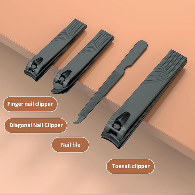 ZIZZON Nail Clippers Manicure Pedicure Set 18 in 1 Nail Grooming Kit with Leather Travel Case(Black/Pink)