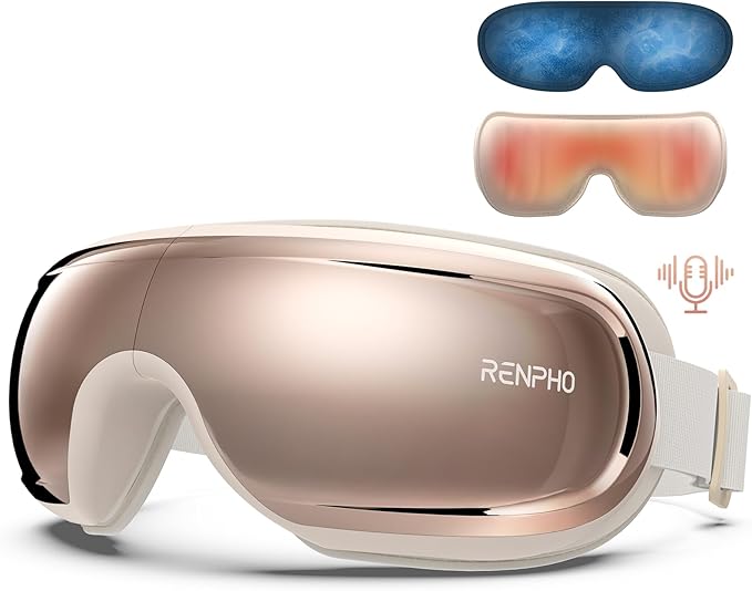 RENPHO Eyeris 3 Eye Massager with Heat and Cooling, Christmas Birthday Gifts for Women Mom Her Girls, Heated Eye Sleep Mask with Voice Control for Migraines, Reduce Dry Eyes, Temple Stye Eye Care