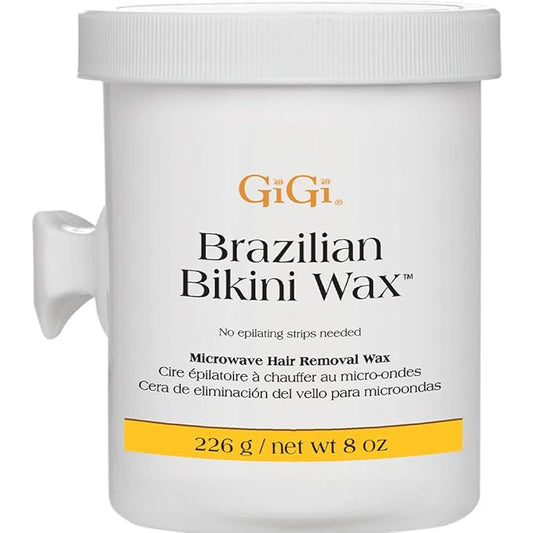 GiGi Brazilian Bikini Wax Microwave Formula, Painless, Residue-Free Hard Wax for Coarse Hair, Perfect for Sensitive Areas, 8 oz, 1-pack