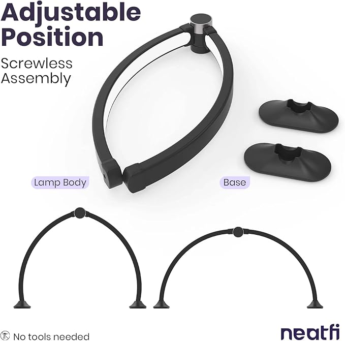 Neatfi Half Moon Light for Nail Desk Lamp, Table Lamp, Multiple Light Modes Desk Lighting for Estheticians, Beauty Eyelash Makeup Tattoo Crafts, Reading, Spa Salon, Nail Tech (with LCD, Black)