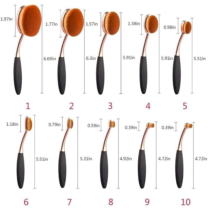 Yoseng Makeup Brushes Set 10Pcs Professional Oval Toothbrush Foundation Contour Powder Blush Conceler Eyeliner Blending Brush New Fashionable Super Soft Cosmetic Brushes Tool Set (Rose Gold 2 sets)