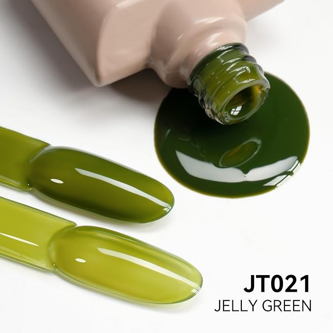MAYCHAO 15ML Gel Nail Polish 1Pc Jelly Green Gel Polish Soak off Translucent Green Nail Polish Nail Art Manicure Salon DIY at Home, 0.5 OZ
