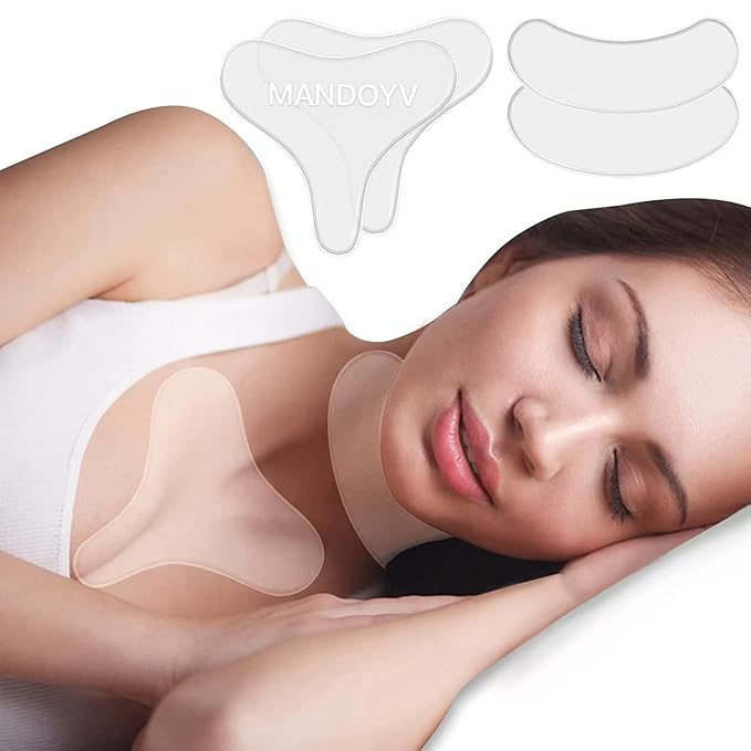 Neck Wrinkle Patches – Silicone Pads for Chest & Décolleté, Reusable Anti Ageing Skincare Patches for Overnight Hydration & Wrinkle Smoothing – 4 Pcs