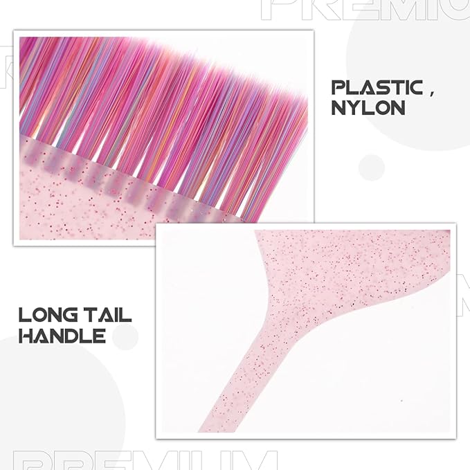 minkissy 3pcs Hair Dye Brush Set with Long Tail Glitter Handles Hair Dye Brush for Salon Barber Home Hair Dyeing Coloring Brush Hair Highlighting Kit