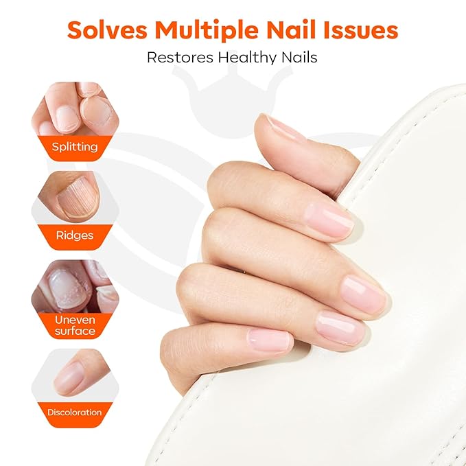 modelones Nail Strengthener and Growth Clear Nail Polish Scented Nail Repair for Damaged Nails Hardener Extra Strong and Growth for Women Nail Care Natural Concealer Foundation 15 Ml 0.5 Fl Oz