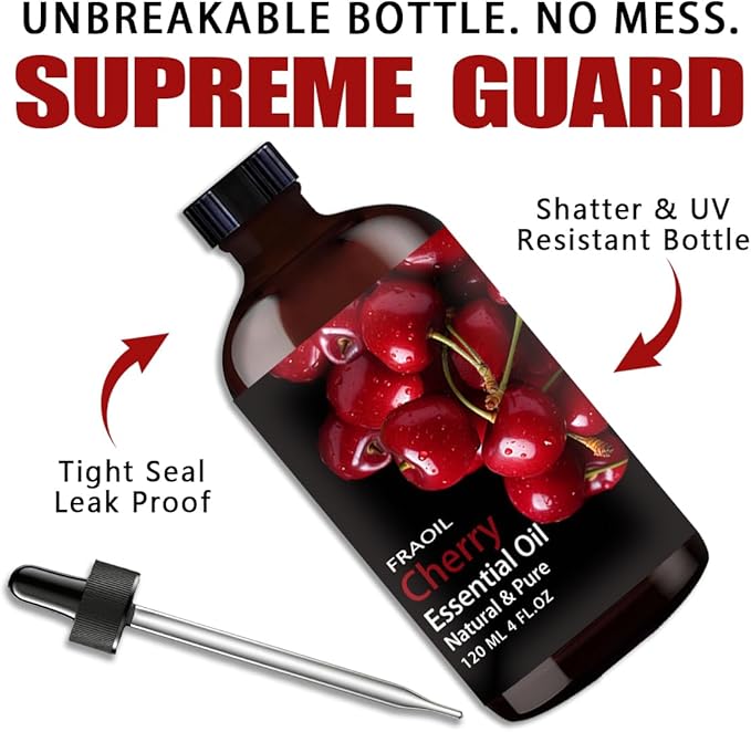 Cherry Essential Oil, Cherry Oil 4 Fl Oz 120ML for Diffuser Humidifier Yoga Cleaning DIY Candle Soap Making Perfume Gift for Women Essential Oils