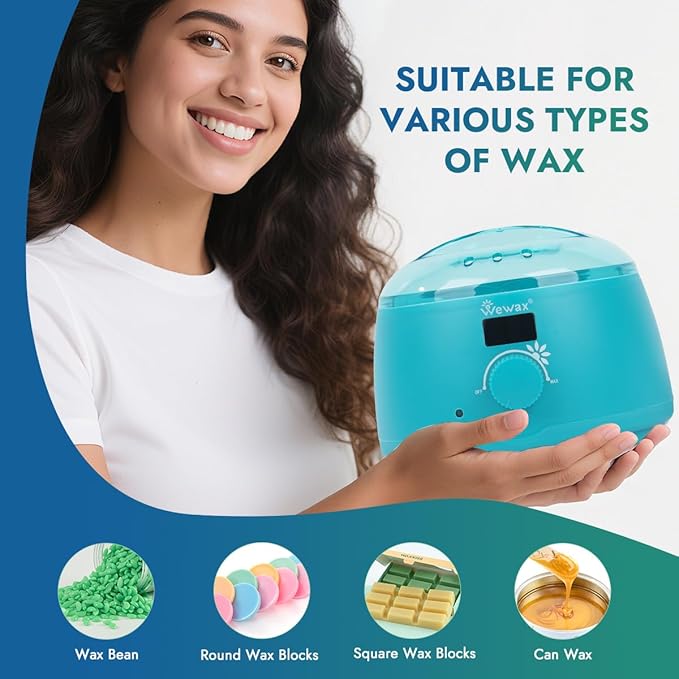 Digital Waxing Kit for Women & Men - 8 Packs Lavender & Milk Hard Wax Beans with Fast-Melting Silicone and Pre/Post Care Wipes - A