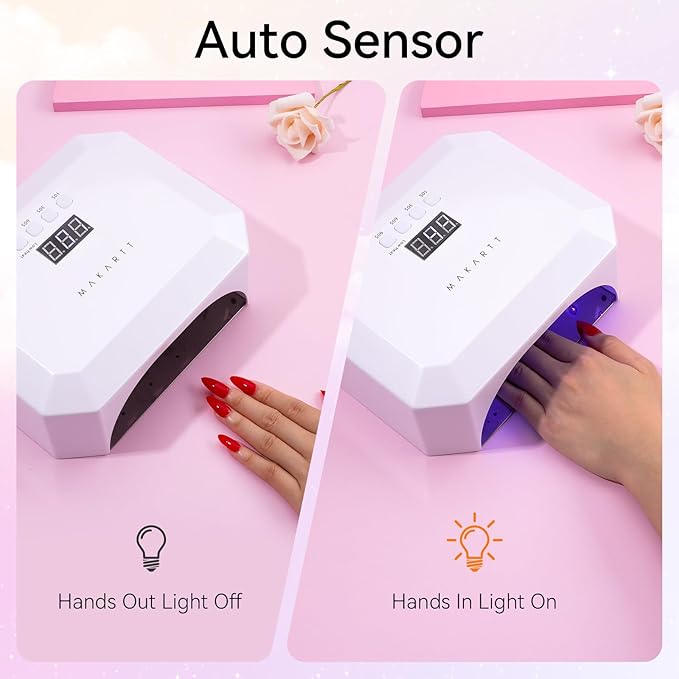 Makartt UV Nail Lamp: LED Light for Gel Polish 36W Nails Curing Dryer with 4 Timer Setting Display Auto Sensor, Professional Flash Cure Lamp for Salon & Home
