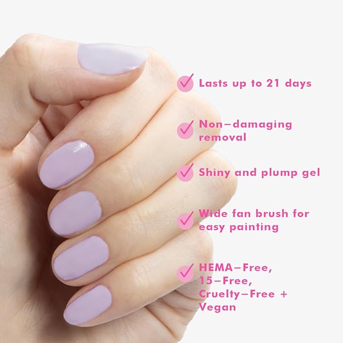 Olive & June Gel Polish | UV LED Nail Lamp Needed | Long Lasting Formula | Up to 21 Days of Wear | Damage-Free Removal | Salon-Quality Manicure, Pedicure at Home | You're Invited | Lilac