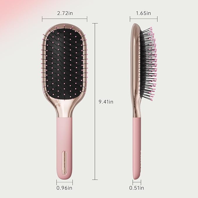 MELBANG Paddle Hair Brush（Soft Bristles） – Pink Hair Brush for Women & Men, Adults & Kids, Ideal for Thin, Damaged Hair, Wet & Dry Use, Detangling & Smoothing Brush