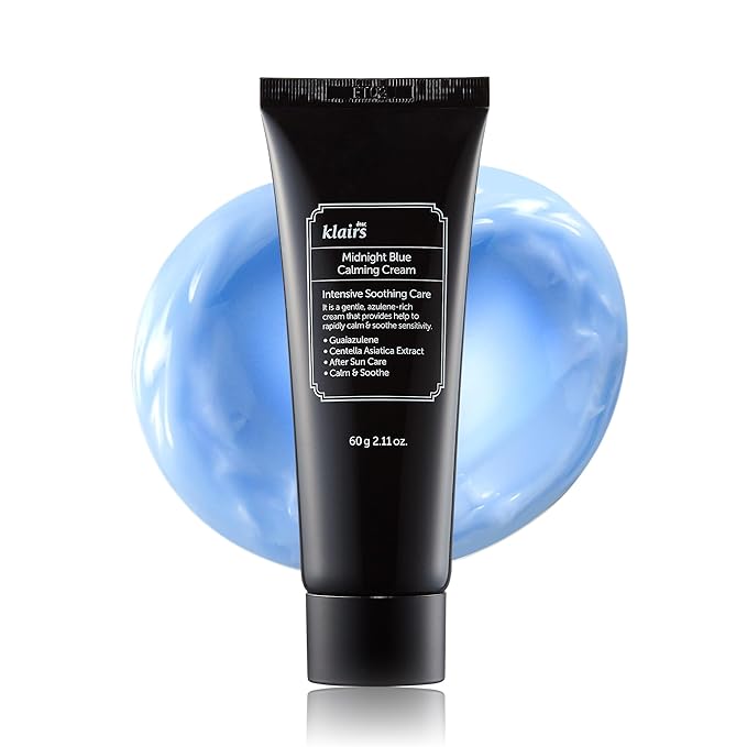 DearKlairs Midnight Blue Calming Cream – Soothing Face Moisturizer for Oily & Sensitive Skin, Redness Relief & Hydrating, Lightweight Texture, 2.11 Oz
