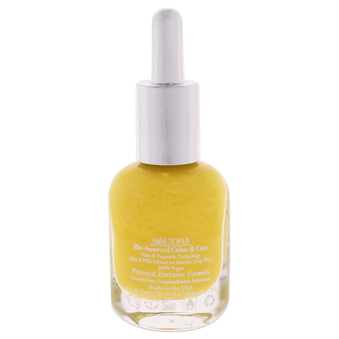 Nailtopia - Plant-Based Chip Free Nail Lacquer - Non Toxic, Bio-Sourced, Long-Lasting, Strengthening Polish - Sol Glow (Bright Yellow) - 0.41oz