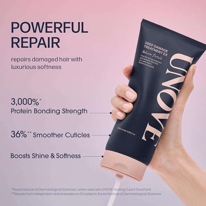 UNOVE Deep Damage Treatment Ex - Protein Hair Treatment & Hair Mask for Damaged Hair | Deep Conditioning & Keratin Hair Mask for Dry, Frizzy Hair | Korean Hair Care | Tender Bloom, 10.82 fl oz