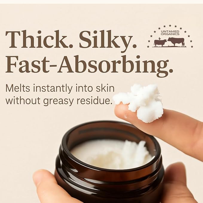 Handmade Tallow, Castor Oil, and Frankincense Oil Skin Balm - 100% Grass-Fed Tallow for Skin Care - Face & Body Moisturizer for Sensitive Skin, Eczema All-Purpose Balm - 2 FL. oz.