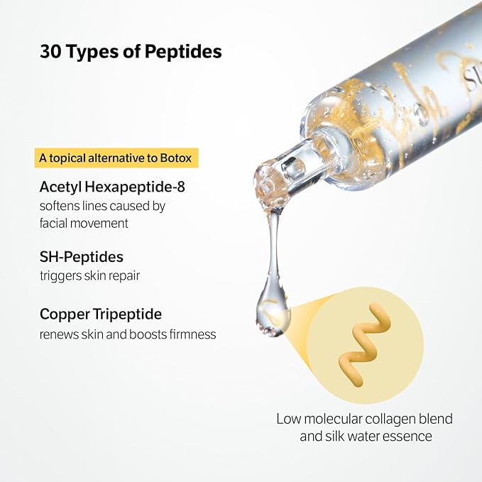 SUNGBOON EDITOR Silk Peptide Intensive Lifting Ampoule | Korean Anti-Aging Serum for Face with Collagen & 30 Peptide Complex | Skin Tightening & Firming (Botox Effect) | 72H Hydration