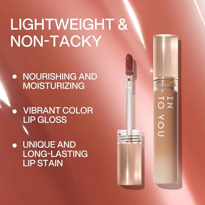 INTO YOU Lip Stain Long Lasting, Lip Gloss, Lip Tint, Lip Plumper Gloss, Glitter Lip Gloss, Liquid Lipstick, Vivid Color, Smudge-Proof, Lightweight, Naturally Moisturizing, Lip Oil For Dry Lips (G08)