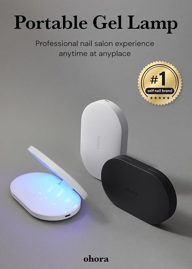 ohora Pro Portable Gel Lamp (Black) - 11W Max, Timer (60s), Portable Lamp for Curing Gel Nail Art, Polish, Stickers and Strips