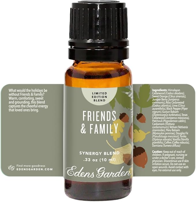 Edens Garden Friends and Family Essential Oil Blend- 100% Pure Premium Grade, Undiluted, Natural, Therapeutic, Aromatherapy, The Best for Diffusing, Candle, Laundry, Humidifiers 10 ml (.33 fl oz)