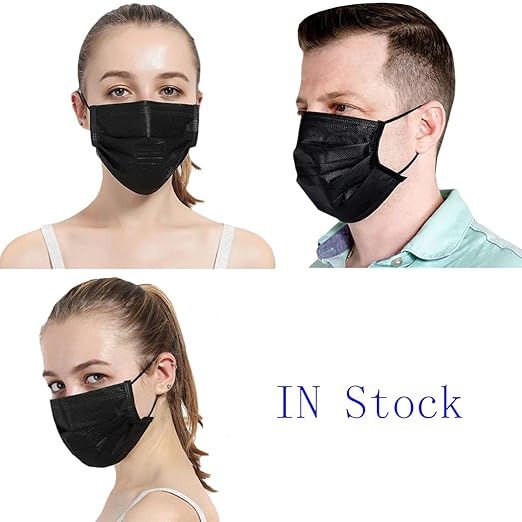 NNPCBT 500PCS 3 ply black disposable masks filter mask