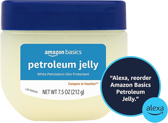 Amazon Basics Petroleum Jelly White Petrolatum Skin Protectant, Unscented, 7.5 oz, 2-Pack, (Previously Solimo)