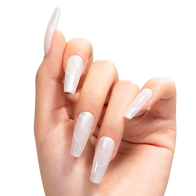 MAYCHAO 15ML Mermaid White Gel Nail Polish 1Pc White Silver Shimmer Gel Polish Soak Off UV LED Nail Polish Nail Art Starter Manicure Salon DIY at Home, 0.5 OZ