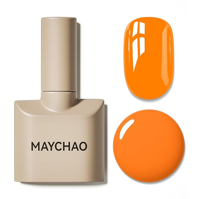 MAYCHAO 15ML Gel Nail Polish 1Pc Neon Bright Orange Gel Polish Soak Off UV LED Nail Polish Nail Art Starter Manicure Salon DIY at Home, 0.5 OZ