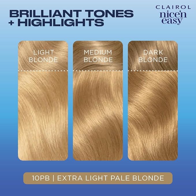 Clairol Nice'n Easy Permanent Hair Dye, 10PB Extra Light Pale Blonde Hair Color, Pack of 1