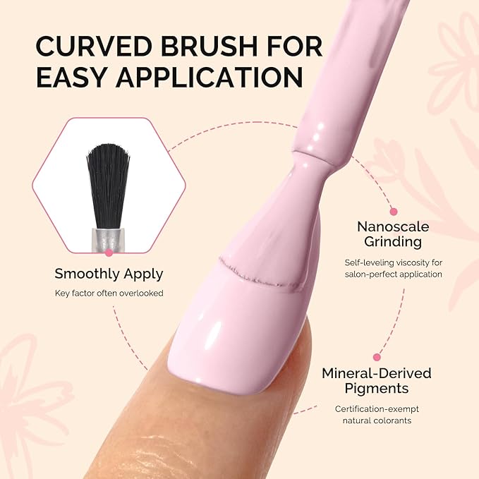 MelodySusie Fleurwee Plant Based Gel Nail Polish, Nail Polish Hema Free 21 Non Toxic Long Lasting No Chip Finger Toe Nail Art Manicure Salon DIY at Home Gifts for Women Sakura Pink P56