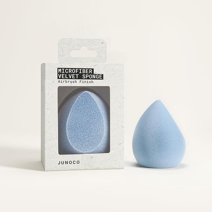 JUNO & Co. Microfiber Makeup Sponge, Dual Layer Technology for Full Coverage Flawless Makeup Blender for Foundation, Powder and Cream (Velvet Style and Blue Color)