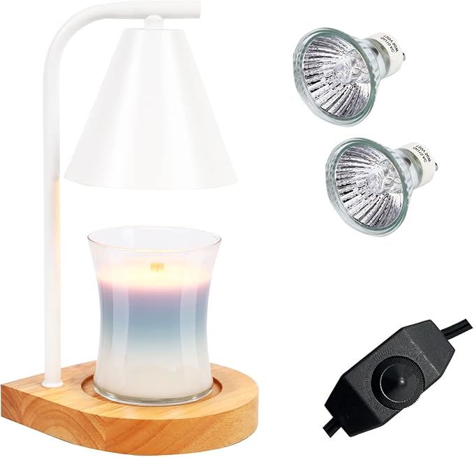 SOKCVSEA Candle Warmer Lamp - Candle Warmer with Dimmable, Birthday Gifts for Women Mom Gifts, House Warming Gifts New Home Decor, Wax Melt with 2 Bulbs White