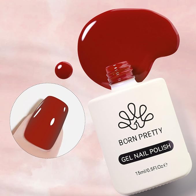 Born Pretty Dark Red Gel Nail Polish Fall Winter Burgundy Wine Red Nail Art Design Manicure Salon DIY at Home 15ml