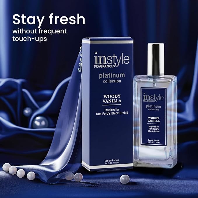 Instyle Fragrances, Platinum Collection, Woody Vanilla, Inspired by Tom Ford's Black Orchid, Unisex Eau de Parfum, CLEAN, Vegan, Paraben-Free, Never Tested on Animals, 3.4 Fluid Ounces