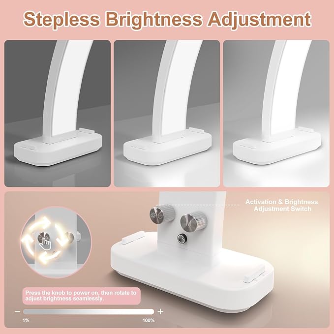 TONYFUL Large Half Moon Light for Nail Desk, 31" 45W Arch Light with Phone Holder, Foldable Manicure Lamp, Stepless Dimming & 3 Color Temperature, Led Desk lamp for Nail, Tattoos, Eyebrows, Beauty