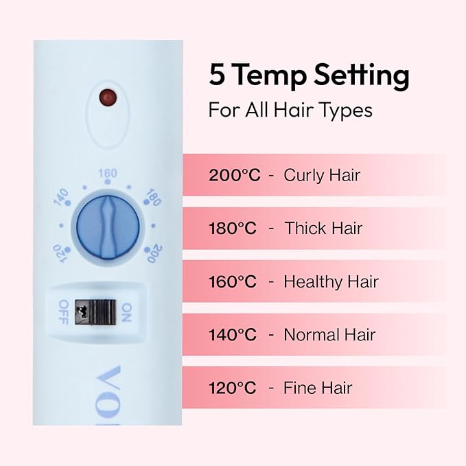 VODANA Professional GlamWave Ceramic Curling Iron, Long-Lasting Natural Curls, Instant Heat, Hair Curler, Curling Wand, Available in USA (1.4 inch, Creamy Blue)