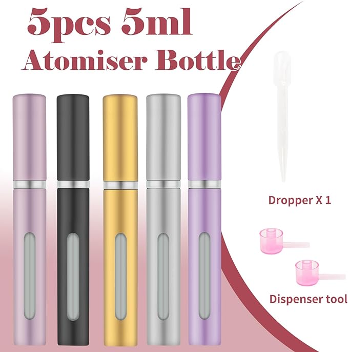 5pcs Mini Perfume Travel Bottle, Perfume Atomiser Refillable, 5ML Spray Bottles, Portable for Travel Holiday, Outdoor Activities and Business(Style 4)