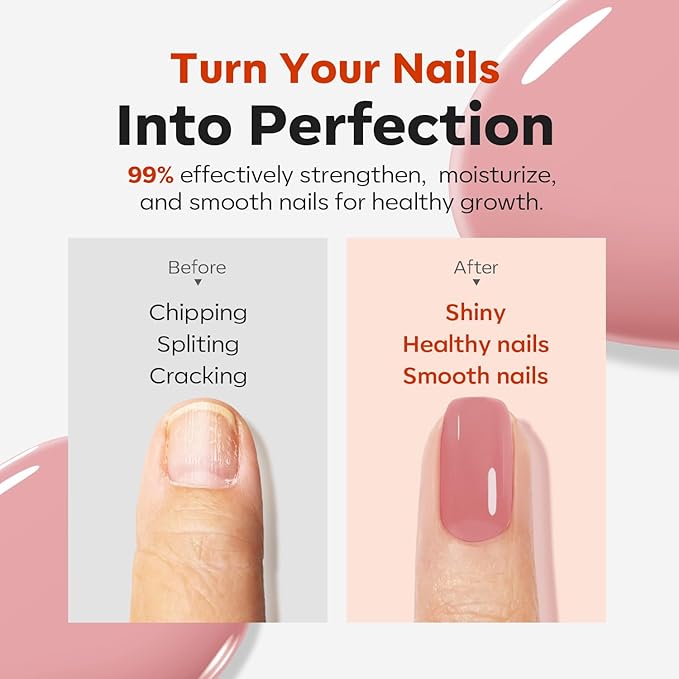 modelones Nail Strengthener and Growth Blushed Berry Nail Repair for Damaged Nails Strengthening Polish 15ml Natural Concealer Foundation Nail Care Gifts for Women