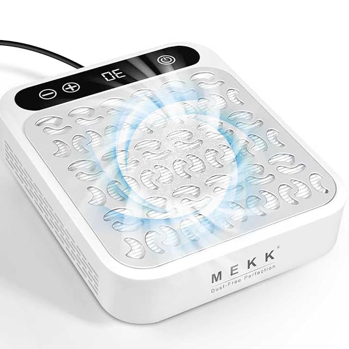 MEKK Professional Nail Dust Collector with Reusable Filter,Vacuum Fan Dust Extractor, Powerful & Quiet Nail Tech Dust Suction Machine for Nail Polish Remover,Salon & Home- White