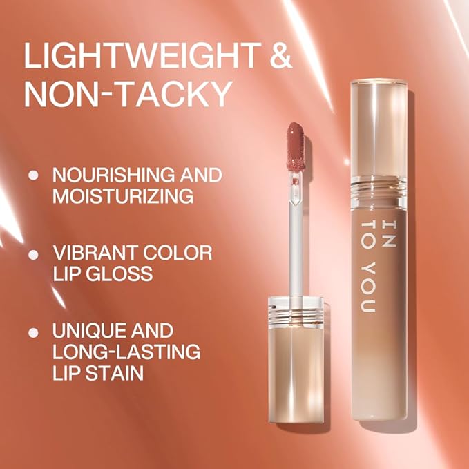 INTO YOU Lip Stain Long Lasting, Lip Gloss, Lip Tint, Lip Plumper Gloss, Glitter Lip Gloss, Liquid Lipstick, Vivid Color, Smudge-Proof, Lightweight, Naturally Moisturizing, Lip Oil For Dry Lips (G03)